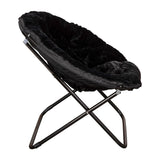 English Elm 38" Oversize Portable Faux Fur Folding Saucer Moon Chair for Dorm and Bedroom,