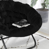 English Elm 38" Oversize Portable Faux Fur Folding Saucer Moon Chair for Dorm and Bedroom,