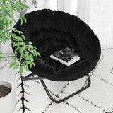 English Elm 38" Oversize Portable Faux Fur Folding Saucer Moon Chair for Dorm and Bedroom,