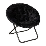 English Elm 38" Oversize Portable Faux Fur Folding Saucer Moon Chair for Dorm and Bedroom,