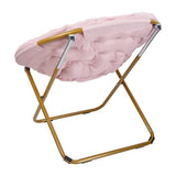 English Elm 38" Oversize Portable Faux Fur Folding Saucer Moon Chair for Dorm and Bedroom,