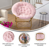 English Elm 38" Oversize Portable Faux Fur Folding Saucer Moon Chair for Dorm and Bedroom,