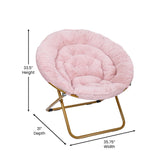 English Elm 38" Oversize Portable Faux Fur Folding Saucer Moon Chair for Dorm and Bedroom,