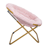 English Elm 38" Oversize Portable Faux Fur Folding Saucer Moon Chair for Dorm and Bedroom,