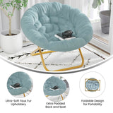 English Elm 38" Oversize Portable Faux Fur Folding Saucer Moon Chair for Dorm and Bedroom,