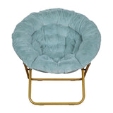 English Elm 38" Oversize Portable Faux Fur Folding Saucer Moon Chair for Dorm and Bedroom,