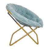 English Elm 38" Oversize Portable Faux Fur Folding Saucer Moon Chair for Dorm and Bedroom,