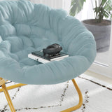 English Elm 38" Oversize Portable Faux Fur Folding Saucer Moon Chair for Dorm and Bedroom,