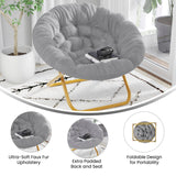 English Elm 38" Oversize Portable Faux Fur Folding Saucer Moon Chair for Dorm and Bedroom,