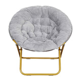 English Elm 38" Oversize Portable Faux Fur Folding Saucer Moon Chair for Dorm and Bedroom,