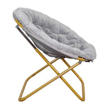 English Elm 38" Oversize Portable Faux Fur Folding Saucer Moon Chair for Dorm and Bedroom,