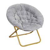 English Elm 38" Oversize Portable Faux Fur Folding Saucer Moon Chair for Dorm and Bedroom,