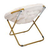 English Elm 38" Oversize Portable Faux Fur Folding Saucer Moon Chair for Dorm and Bedroom,