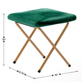 English Elm 38" Oversize Portable Faux Fur Folding Saucer Moon Chair with Folding Ottoman for Dorm and Bedroom, Emerald Faux Fur/Soft Gold Frame