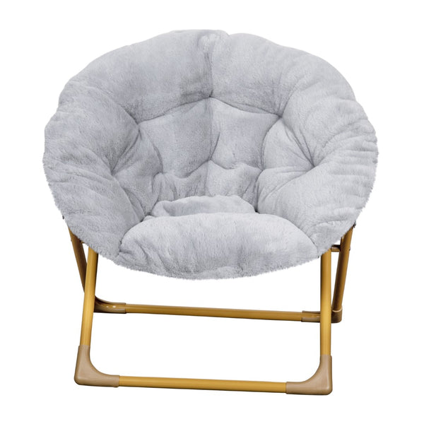 English Elm 23" Kids Cozy Mini Folding Saucer Chair, Faux Fur Moon Chair for Toddlers and Bedroom, /Soft Gold