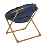 English Elm 23" Kids Cozy Mini Folding Saucer Chair, Faux Fur Moon Chair for Toddlers and Bedroom, Navy/Soft Gold