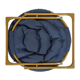 English Elm 23" Kids Cozy Mini Folding Saucer Chair, Faux Fur Moon Chair for Toddlers and Bedroom, Navy/Soft Gold