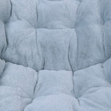 English Elm 28" Oversized Portable Faux Fur Folding Saucer Chair for Dorm, Bedroom, Dusty Aqua Faux Fur/Soft Gold Frame