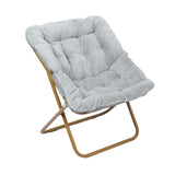 English Elm 28" Oversized Portable Faux Fur Folding Saucer Chair for Dorm, Bedroom, Faux Fur/Soft Gold Frame