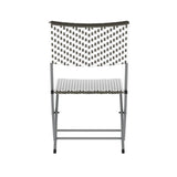 English Elm Commercial Grade Three Piece Commercial Grade Foldable French Bistro Set, Indoor/Outdoor PE Rattan Back, Seat and Table Top, /White with Charcoal Steel Frame