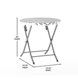 English Elm Commercial Grade Three Piece Commercial Grade Foldable French Bistro Set, Indoor/Outdoor PE Rattan Back, Seat and Table Top, /White with Charcoal Steel Frame