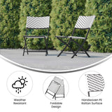 English Elm Commercial Grade - Set of 2 Commercial Grade Foldable French Bistro Chairs, Indoor/Outdoor PE Rattan Back and Seat, /White with Steel Frames