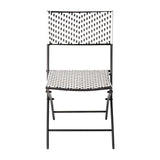 English Elm Commercial Grade - Set of 2 Commercial Grade Foldable French Bistro Chairs, Indoor/Outdoor PE Rattan Back and Seat, /White with Steel Frames