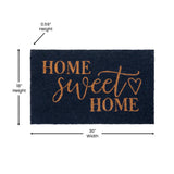 English Elm 18" x 30" Indoor/Outdoor Coir Doormat with Natural Home Sweet Home Message and Non-Slip Backing