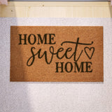 English Elm 18" x 30" Indoor/Outdoor Coir Doormat with Black Home Sweet Home Message and Non-Slip Backing