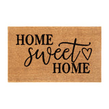 English Elm 18" x 30" Indoor/Outdoor Coir Doormat with Black Home Sweet Home Message and Non-Slip Backing