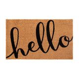 English Elm 18" x 30" Indoor/Outdoor Coir Doormat with Black Hello Message and Non-Slip Backing