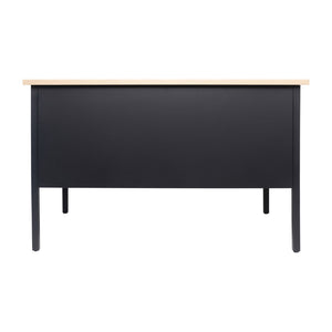 English Elm Commercial Grade Commercial Grade 30x48 Right Side Single Pedestal Desk with 3 Locking Drawers, Top and Black Frame