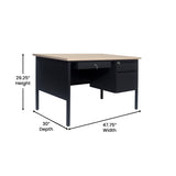 English Elm Commercial Grade Commercial Grade 30x48 Right Side Single Pedestal Desk with 3 Locking Drawers, Top and Black Frame