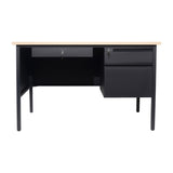 English Elm Commercial Grade Commercial Grade 30x48 Right Side Single Pedestal Desk with 3 Locking Drawers, Top and Black Frame