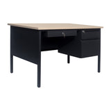 English Elm Commercial Grade Commercial Grade 30x48 Right Side Single Pedestal Desk with 3 Locking Drawers, Top and Black Frame