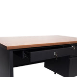 English Elm Commercial Grade Commercial Grade 30x48 Right Side Single Pedestal Desk with 3 Locking Drawers, Top and Black Frame