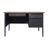 English Elm Commercial Grade Commercial Grade 30x48 Right Side Single Pedestal Desk with 3 Locking Drawers, Top and Black Frame