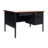 English Elm Commercial Grade Commercial Grade 30x48 Right Side Single Pedestal Desk with 3 Locking Drawers, Top and Black Frame