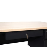 English Elm Commercial Grade Commercial Grade 30x60 Right Side Single Pedestal Desk with 3 Locking Drawers, Top and Black Frame