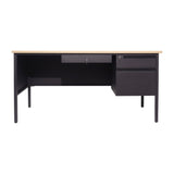 English Elm Commercial Grade Commercial Grade 30x60 Right Side Single Pedestal Desk with 3 Locking Drawers, Top and Black Frame