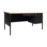 English Elm Commercial Grade Commercial Grade 30x60 Right Side Single Pedestal Desk with 3 Locking Drawers, Top and Black Frame