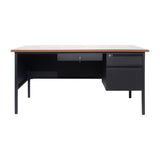 English Elm Commercial Grade Commercial Grade 30x60 Right Side Single Pedestal Desk with 3 Locking Drawers, Top and Black Frame