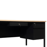 English Elm Commercial Grade Commercial Grade 30x70 Right Side Single Pedestal Desk with 3 Locking Drawers, Top and Black Frame