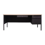 English Elm Commercial Grade Commercial Grade 30x70 Right Side Single Pedestal Desk with 3 Locking Drawers, Top and Black Frame