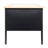 English Elm Commercial Grade Commercial Grade 30x70 Right Side Single Pedestal Desk with 3 Locking Drawers, Top and Black Frame