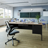 Commercial Grade Commercial Grade 30x70 Right Side Single Pedestal Desk with 3 Locking Drawers, Top and Black Frame