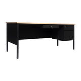 English Elm Commercial Grade Commercial Grade 30x70 Right Side Single Pedestal Desk with 3 Locking Drawers, Top and Black Frame