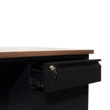 English Elm Commercial Grade Commercial Grade 30x70 Right Side Single Pedestal Desk with 3 Locking Drawers, Top and Black Frame