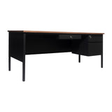 English Elm Commercial Grade Commercial Grade 30x70 Right Side Single Pedestal Desk with 3 Locking Drawers, Top and Black Frame