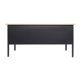 English Elm Commercial Grade Commercial Grade 30x60 Double Pedestal Desk with 5 Locking Drawers, Top and Black Frame